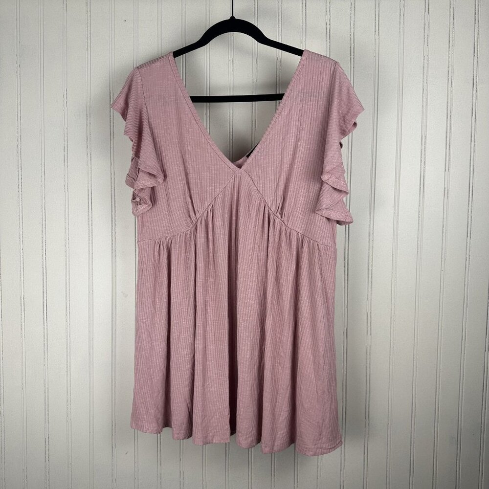 Suzanne Betro Pink Ruffle Sleeve Blouse